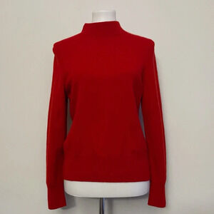 Prive cashmere red mockneck sweater medium classic chic Christmas winter